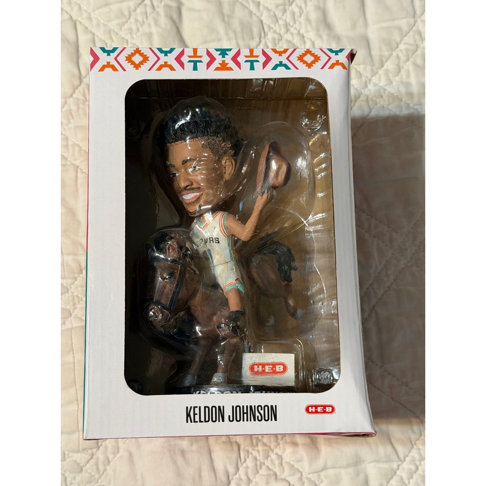 San Antonio Spurs Keldon Johnson HEB Horse Bobblehead Fiesta Jersey Limited Ed
